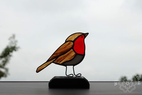 Robin,Suncatcher,on,Wood,Gift, Home Decoration, Robin, British Birds, Wildlife