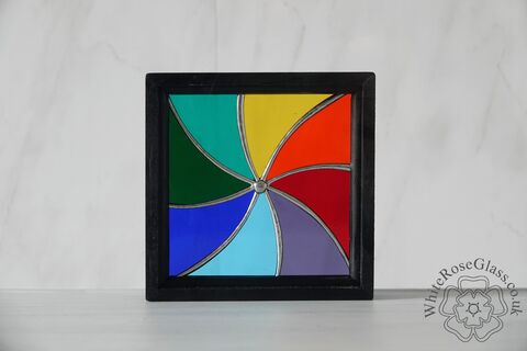 Rainbow,Swirl,Small,Wood,Framed,Suncatcher, Gift, Home Decoration, Rainbow