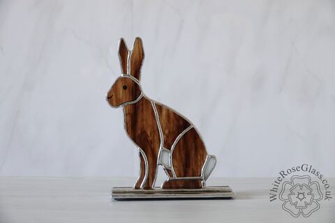 Freestanding,Hare,Sitting,Wild Animals, Suncatcher, Stained Glass, Glass Ornament, Home Decoration, Sitting Hare