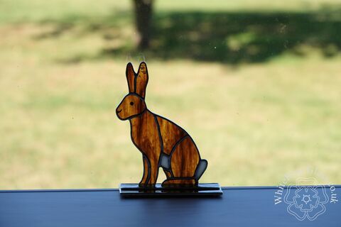 Freestanding,Hare,Sitting,Wild Animals, Suncatcher, Stained Glass, Glass Ornament, Home Decoration, Sitting Hare