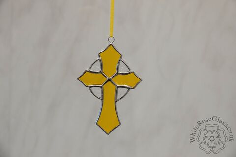 Cross,Yellow,Hanging,Suncatcher, Gift, Home Decoration, Cross