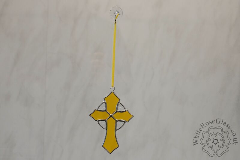 Cross Yellow Hanging Suncatcher - product image  