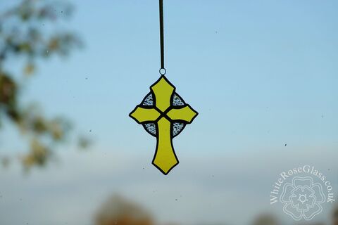 Cross,Yellow,Hanging,Suncatcher, Gift, Home Decoration, Cross