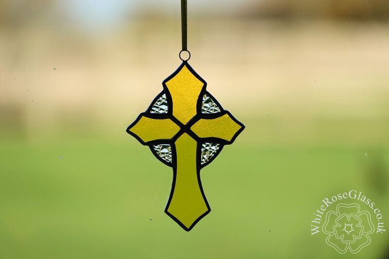 Cross Yellow Hanging Suncatcher - product image  