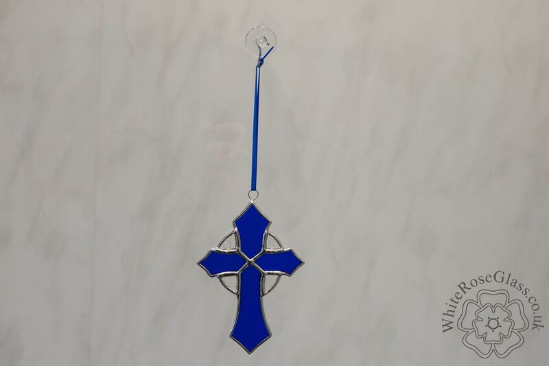 Cross Blue Hanging Suncatcher - product image  