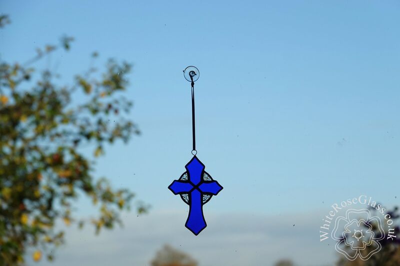 Cross Blue Hanging Suncatcher - product image  