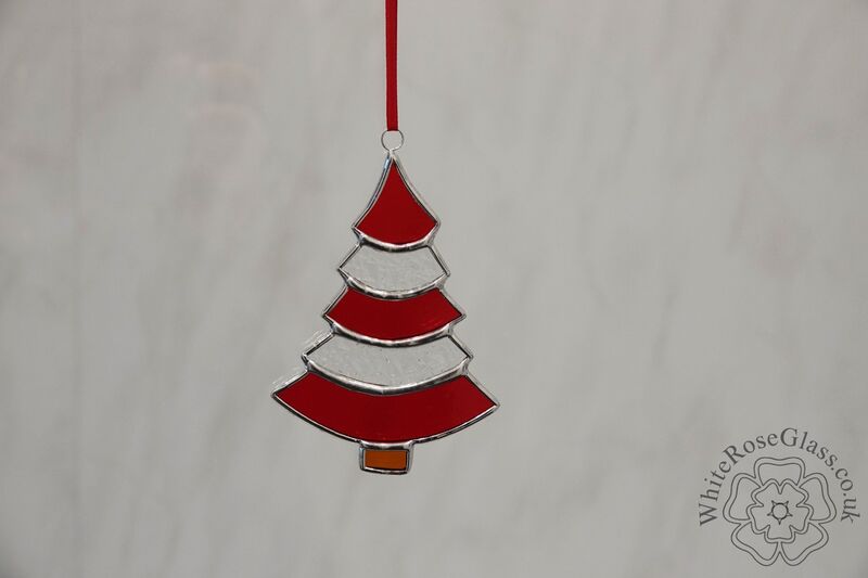 Christmas Tree Curved Red+Clear Suncatcher - product image  