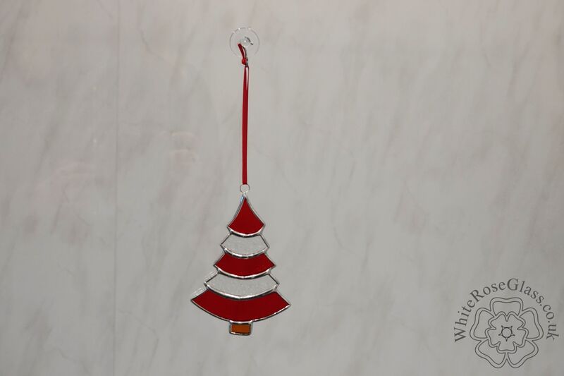 Christmas Tree Curved Red+Clear Suncatcher - product image  