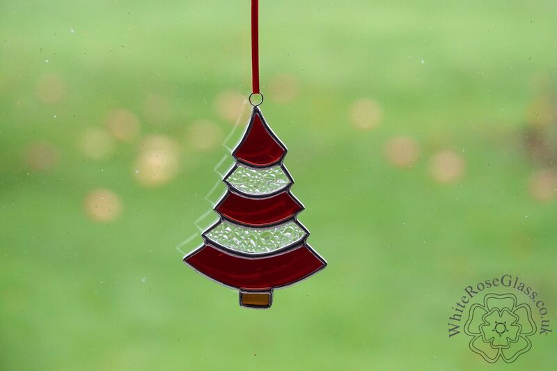 Christmas Tree Curved Red+Clear Suncatcher - product image  