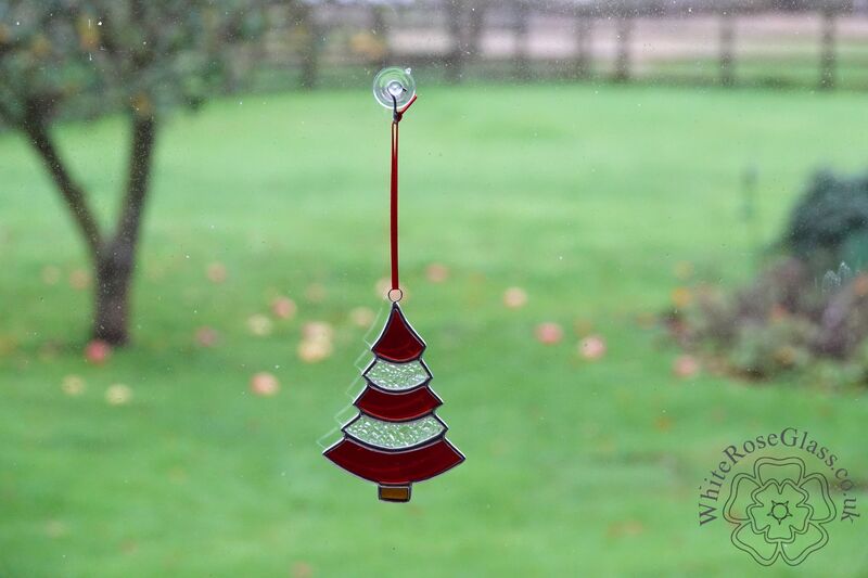 Christmas Tree Curved Red+Clear Suncatcher - product image  