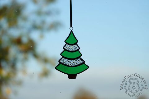 Christmas,Tree,Curved,Green+Clear,Suncatcher, Gift, Home Decoration, Christmas Tree 