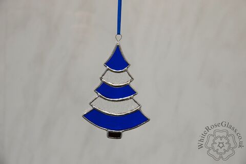 Christmas,Tree,Curved,Blue+Clear,Suncatcher, Gift, Home Decoration, Christmas Tree 