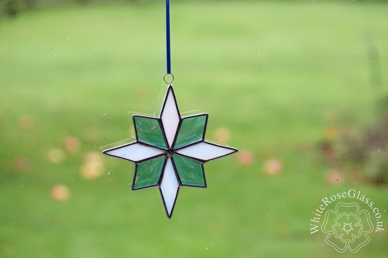 Star Snowflake White + Pale Blue Suncatcher - 8-Point - product image  