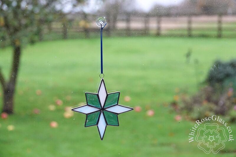 Star Snowflake White + Pale Blue Suncatcher - 8-Point - product image  