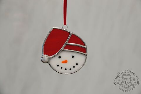 Christmas,Snowman,Head,Red,Suncatcher, Gift, Home Decoration, Christmas, Snowman 