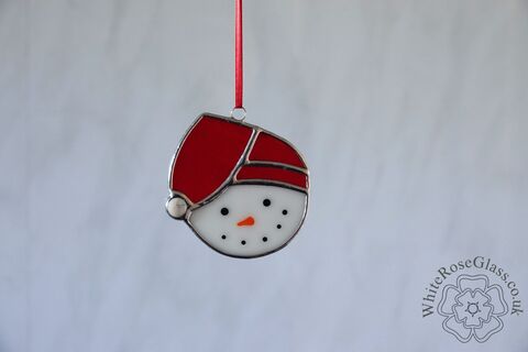 Christmas,Snowman,Head,Red,Suncatcher, Gift, Home Decoration, Christmas, Snowman 