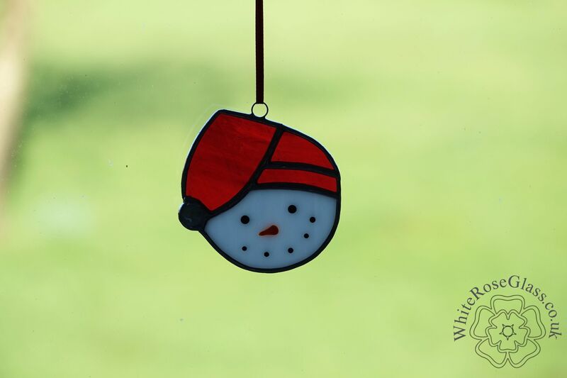 Christmas Snowman Head Red Suncatcher - product image  