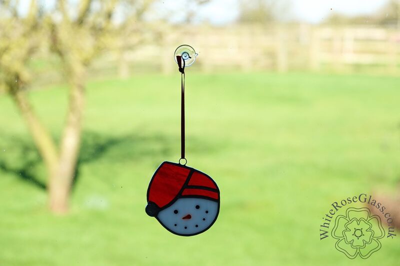 Christmas Snowman Head Red Suncatcher - product image  