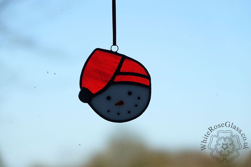 Christmas Snowman Head Red Suncatcher - product image  