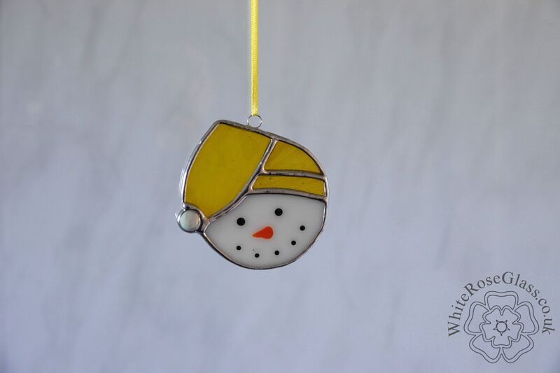 Christmas Snowman Head Yellow Suncatcher - product image  