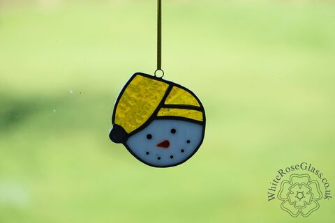 Christmas,Snowman,Head,Yellow,Suncatcher, Gift, Home Decoration, Christmas, Snowman 