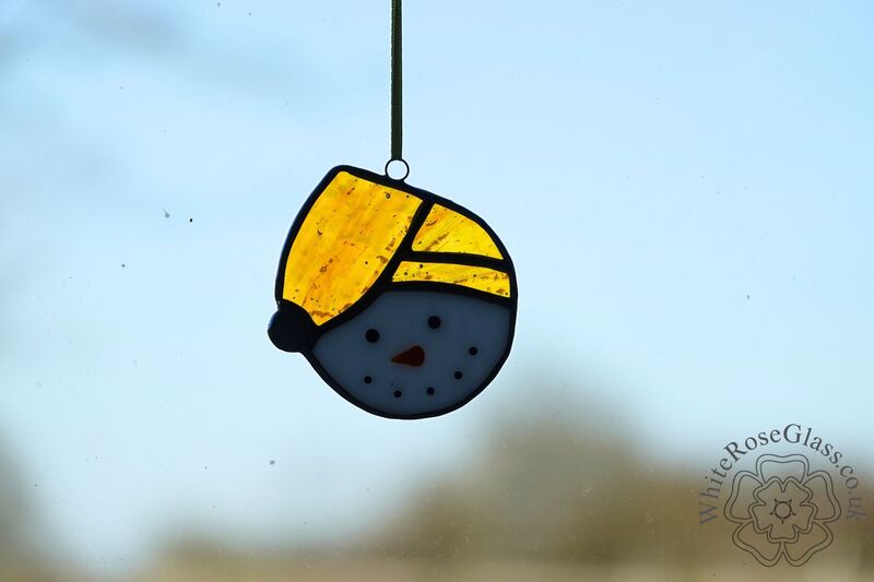 Christmas Snowman Head Yellow Suncatcher - product image  