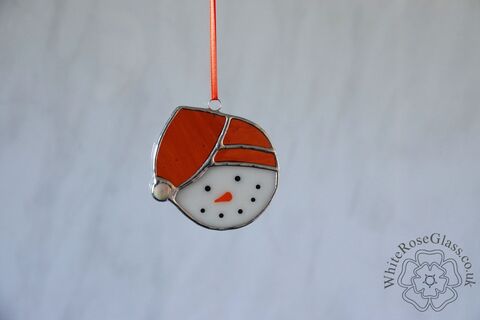 Christmas,Snowman,Head,Orange,Suncatcher, Gift, Home Decoration, Christmas, Snowman 