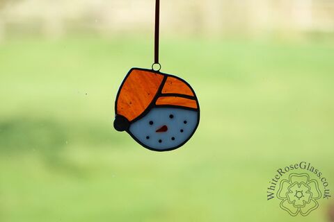 Christmas,Snowman,Head,Orange,Suncatcher, Gift, Home Decoration, Christmas, Snowman 