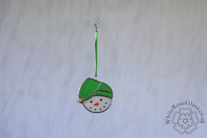 Christmas Snowman Head Green Suncatcher - product image  