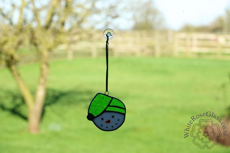 Christmas Snowman Head Green Suncatcher - product image  