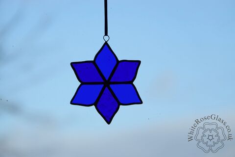 Flower,Dark,Blue,6-Petals,Suncatcher, Gift, Home Decoration, Flower