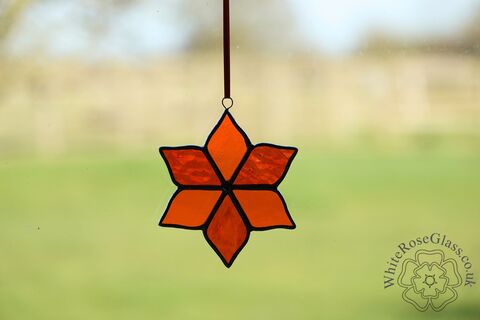 Flower,Orange,6-Petals,Suncatcher, Gift, Home Decoration, Flower