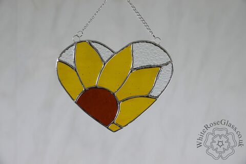 Heart,-,I,Love,Sunflowers,Brown/Yellow/Clear,Suncatcher, Gift, Home Decoration, Sunflowers, Heart