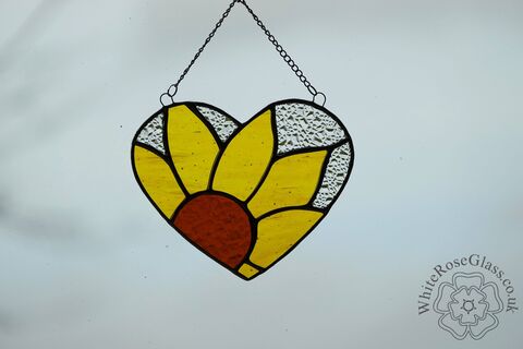 Heart,-,I,Love,Sunflowers,Brown/Yellow/Clear,Suncatcher, Gift, Home Decoration, Sunflowers, Heart