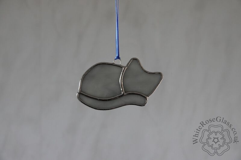 Cat Sleeping Suncatcher - Grey/White Small - product image  