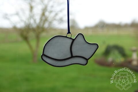 Cat,Sleeping,Suncatcher,-,Grey/White,Small, Gift, Home Decoration, Kitten, Cat, Sleeping, Curled up