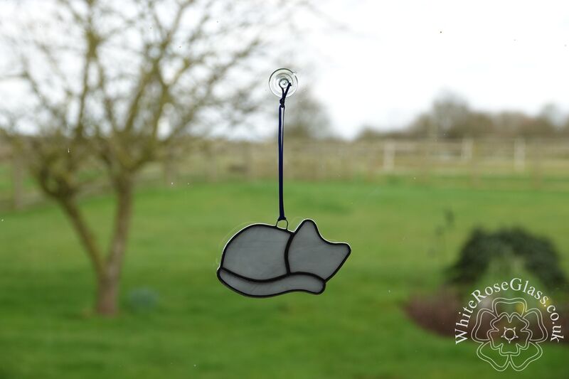 Cat Sleeping Suncatcher - Grey/White Small - product image  