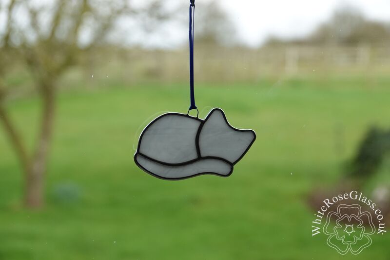 Cat Sleeping Suncatcher - Grey/White Small - product image  