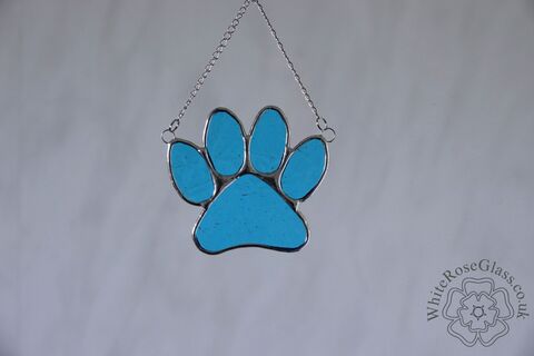 Pawprint,-,Large,Blue,Suncatcher, Gift, Home Decoration, Pawprint