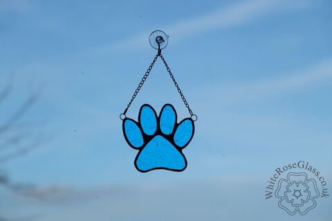 Pawprint,-,Large,Blue,Suncatcher, Gift, Home Decoration, Pawprint