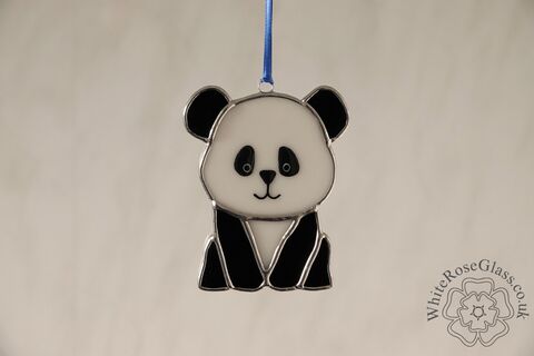 Panda,Sitting,Black/White, Suncatcher, Gift, Home Decoration