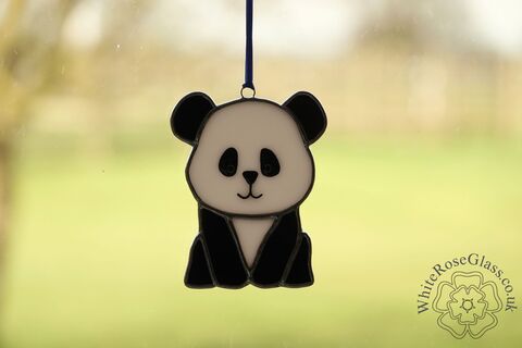Panda,Sitting,Black/White, Suncatcher, Gift, Home Decoration
