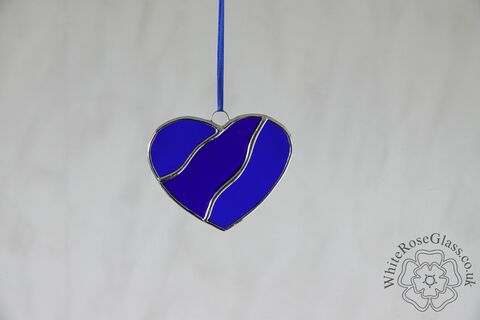 Heart,-,3-Piece,Dark,Blues,Suncatcher, Gift, Home Decoration, Heart
