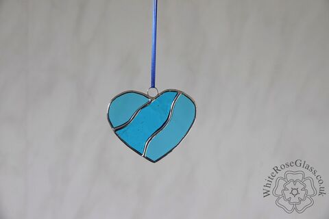 Heart,-,3-Piece,Light,Blues,Suncatcher, Gift, Home Decoration, Heart