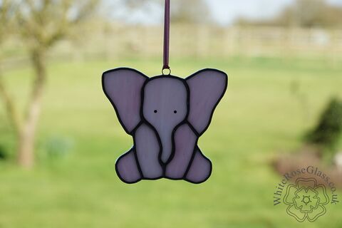 Elephant,-,Sitting,Baby,Pink, Suncatcher, Gift, Home Decoration