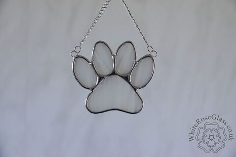 Pawprint,-,Clear+White,Suncatcher, Gift, Home Decoration, Pawprint