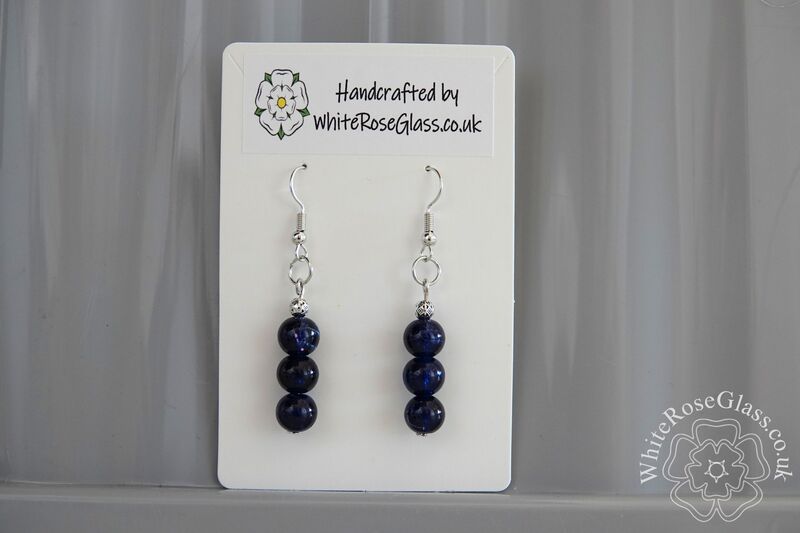 Earrings - Dark Blue Crackle Beds - product image  