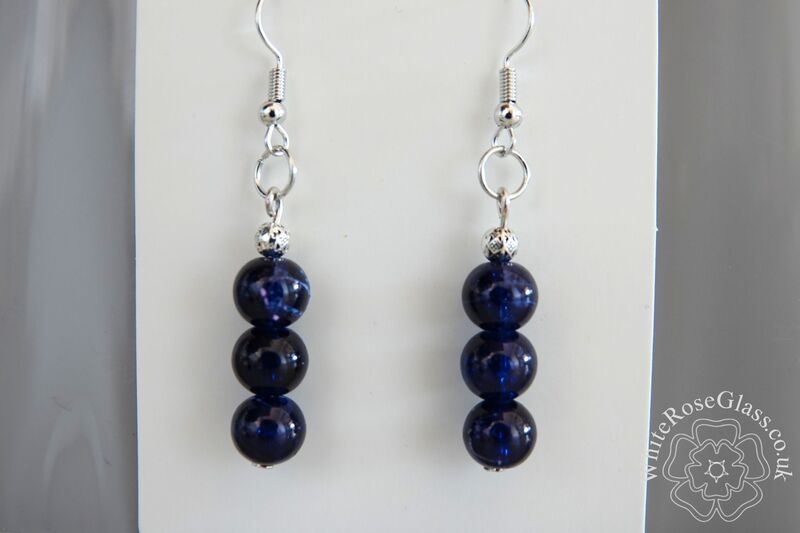 Earrings - Dark Blue Crackle Beds - product image  