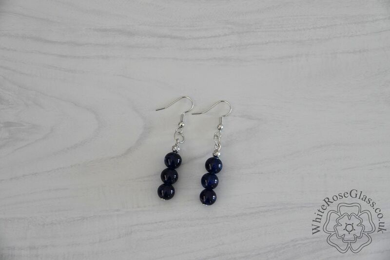 Earrings - Dark Blue Crackle Beds - product image  