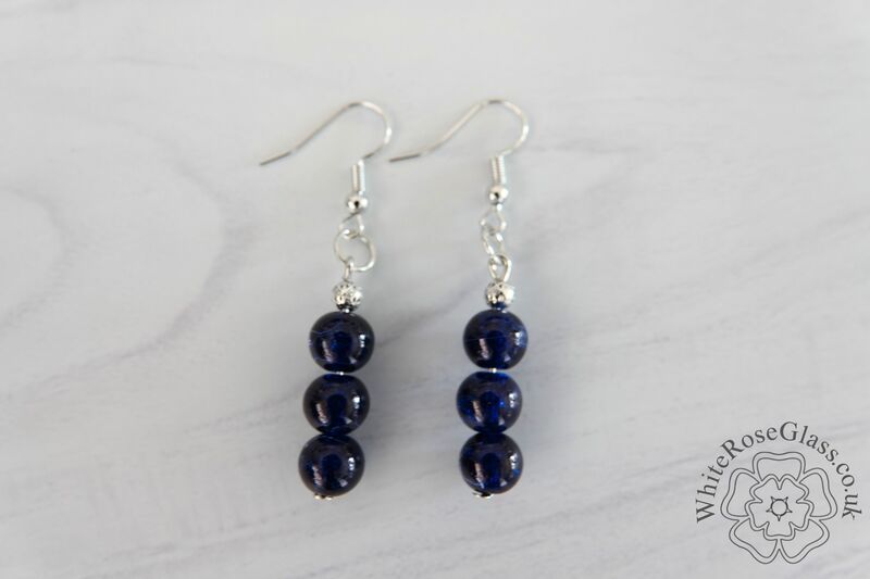 Earrings - Dark Blue Crackle Beds - product image  
